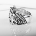 Silver Swords Ring with Clear Gems (8)