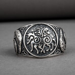 Silver Ring with Sleipnir and Ravens (10)