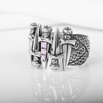 Silver Swords Ring with Clear Gems (8)