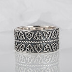 Silver Celtic Ring with Triquetra Symbols (10)