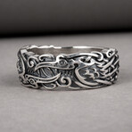Silver Viking ring with Ravens (10.5)