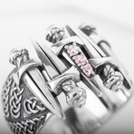 Silver Swords Ring with Clear Gems (8)