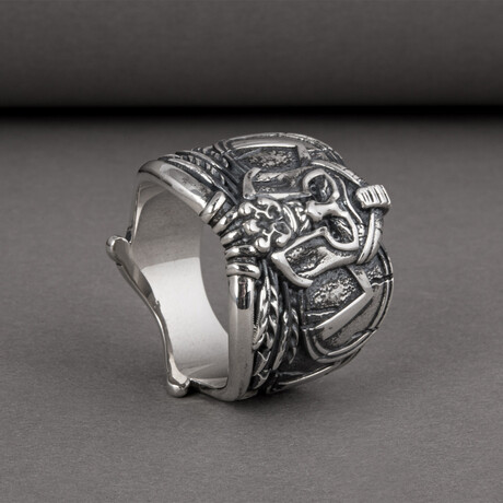 Silver Ring with Helmet and Shield (6)