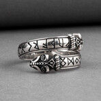 Silver Snake ring with runes (10)