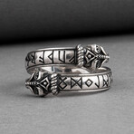 Silver Snake ring with runes (10)