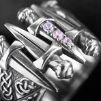 Silver Swords Ring with Clear Gems (8)