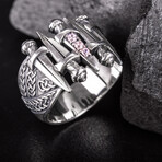 Silver Swords Ring with Clear Gems (8)