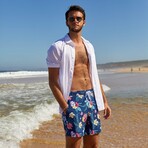 7" Swim Trunks // 4 Way Stretch // Flower Print (XL)