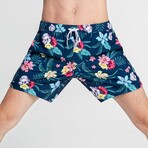 7" Swim Trunks // 4 Way Stretch // Flower Print (XL)