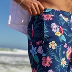 7" Swim Trunks // 4 Way Stretch // Flower Print (XL)