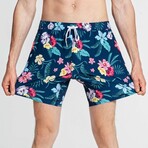 7" Swim Trunks // 4 Way Stretch // Flower Print (XL)