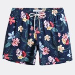 7" Swim Trunks // 4 Way Stretch // Flower Print (XL)