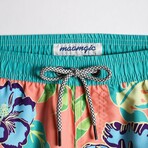 4.5" Swim Trunks // Vintage Bluebird Hibiscus (L)