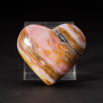 Genuine Polished Pink Opal Heart + Velvet Pouch