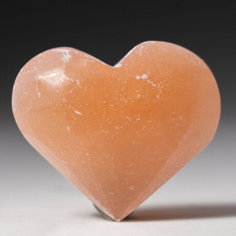 Genuine Natural Orange Selenite Heart + Velvet Pouch I