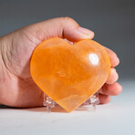 Genuine Natural Orange Selenite Heart + Velvet Pouch II