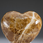 Genuine Polished Brown Onyx Heart + Velvet Pouch