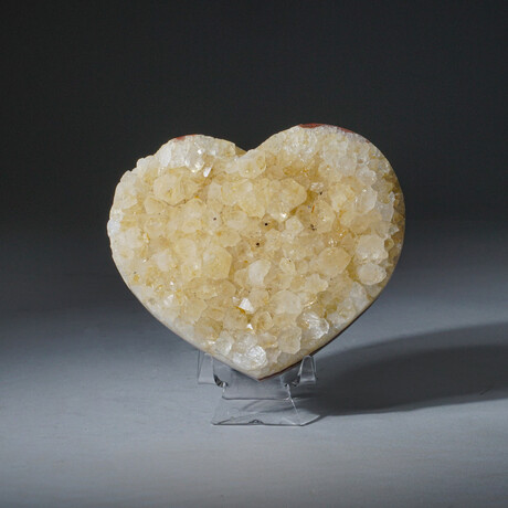 Genuine Lemon Quartz Clustered Heart + Acrylic Stand I