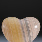 Genuine Polished Banded Onyx Heart + Velvet Pouch