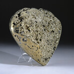 Genuine Polished Pyrite Clustered Heart + Acrylic Stand