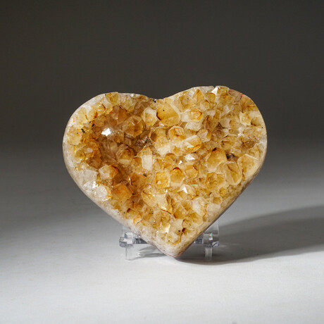 Genuine Citrine Clustered Heart + Acrylic Stand