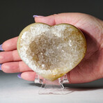 Genuine Quartz Crystal Clustered Heart + Acrylic Stand