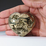Genuine Polished Pyrite Heart + Velvet Pouch