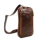 Kim // Full Grain Leather Sling Bag // Brown