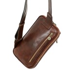 Kim // Full Grain Leather Sling Bag // Brown