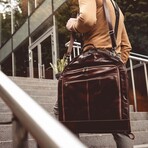 Travels With Charley // Leather Garment Bag // Brown