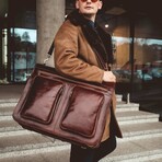 The Big Sleep // Leather Garment Bag // Brown