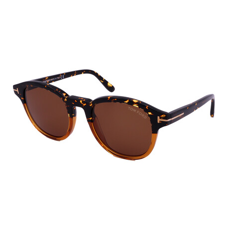 Tom Ford // Men's Round FT752-S-55E Sunglasses // Havana + Brown
