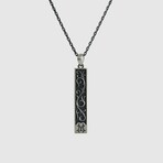 Rectangular Black Onyx Pendant NO.2 + Silver Bold Chain (19.7”L)