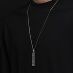 Rectangular Black Onyx Pendant NO.2 + Silver Bold Chain (19.7”L)