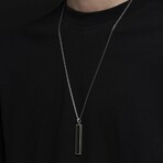 Rectangular Black Onyx Pendant NO.2 + Silver Bold Chain (19.7”L)