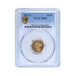 1871-S $2.5 Gold Liberty Quarter Eagle // PCGS Certified MS61 // Wood Presentation Box