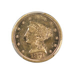 1871-S $2.5 Gold Liberty Quarter Eagle // PCGS Certified MS61 // Wood Presentation Box