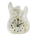 Fender Stratocaster Wall Clock // White Cloud + Gold