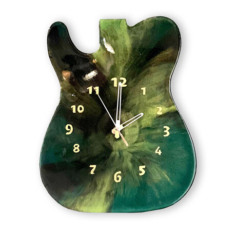 Fender Telecaster Wall Clock // Green Cloud
