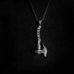 Viking War Axe Necklace // Silver (20")