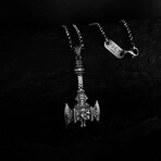 Viking Double Headed War Axe Necklace I // Silver (20")