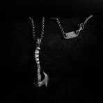 Viking War Axe Necklace // Silver (20")