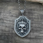 Memento Mori Shield Necklace // Silver (20")