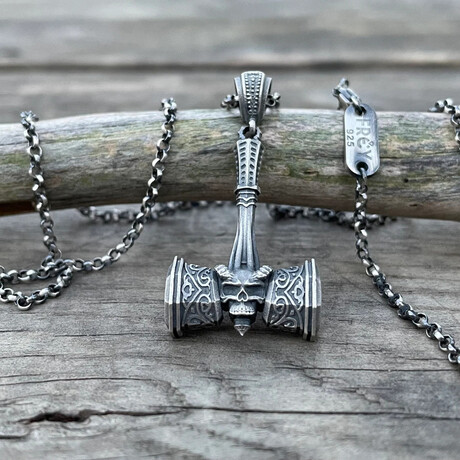 Thor's Hammer Mjolnir Necklace // Silver (Chain Length: 20")