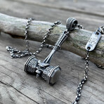 Thor's Hammer Mjolnir Necklace // Silver (Chain Length: 20")