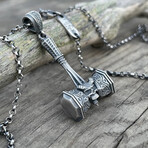 Thor's Hammer Mjolnir Necklace // Silver (Chain Length: 20")