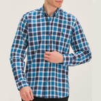 Andrew Button-Up Shirt // Dark Blue + Blue (Large)