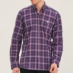 Tomas Button-Up Shirt // Dark Blue + Pink (Large)