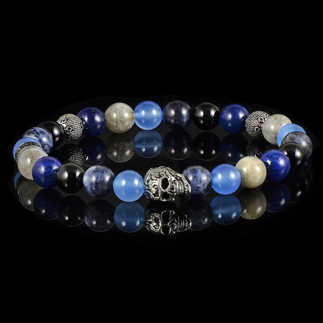 Lapis Lazuli + Sodalite + Blue Agate + Labradorite + Onyx Stone Bracelet // 8"