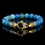 Blue Banded Agate Stone + Antiqued Gold Plated Steel Clasp // 8.25"